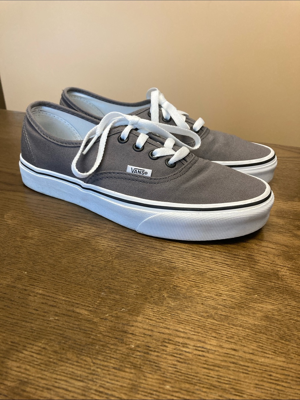 Vans Gray Canvas Low-Top Sneakers with White Soles